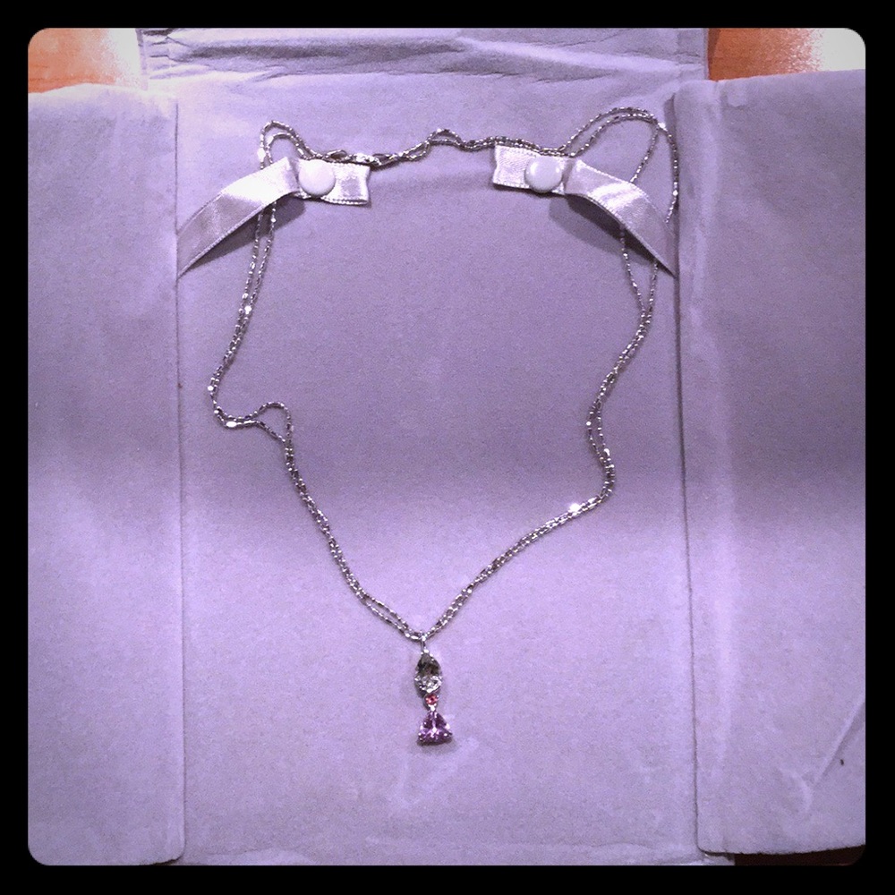 New silver necklace with jemstones